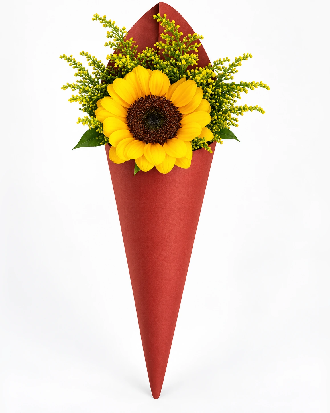 Cone Raio de Sol, com girassol em cone avermelhado